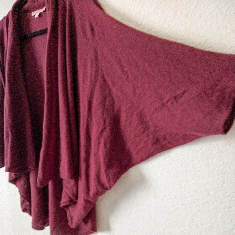 Calypso St Barth Maroon 100% Cashmere Open Front Bat Wing Dolman Sweater Size XS_3